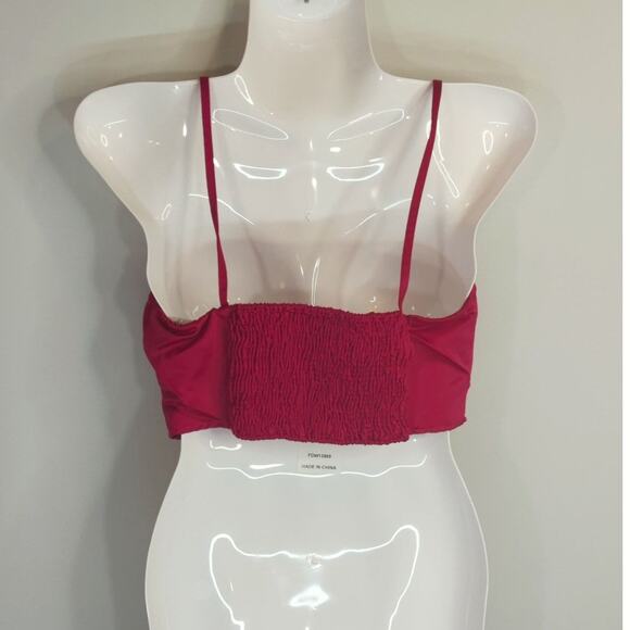 Zara Hot Pink Cropped Top Women's Small Smocked Chic Clubwear Vacay Barbie core - Picture 4 of 7